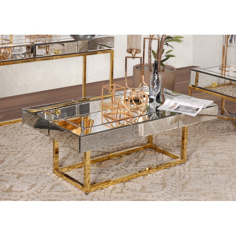 Gold mirror coffee 2024 table set